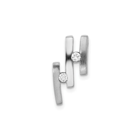 Sterling Silver Stud Earrings with Clear Round Cut Cubic Zirconia, Modern Geometric Design