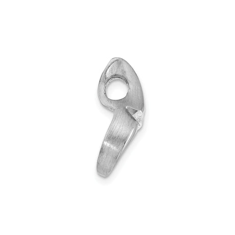 Sterling Silver Pendant with Cubic Zirconia, Curved Flame Design, Modern Abstract Style