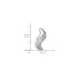 Sterling Silver Pendant with Cubic Zirconia, Curved Flame Design, Modern Abstract Style