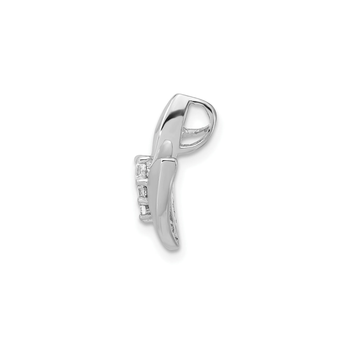 Sterling Silver Leaf Shape Pendant with Cubic Zirconia, Asymmetrical Nature-Inspired Design