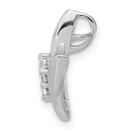 Sterling Silver Leaf Shape Pendant with Cubic Zirconia, Asymmetrical Nature-Inspired Design