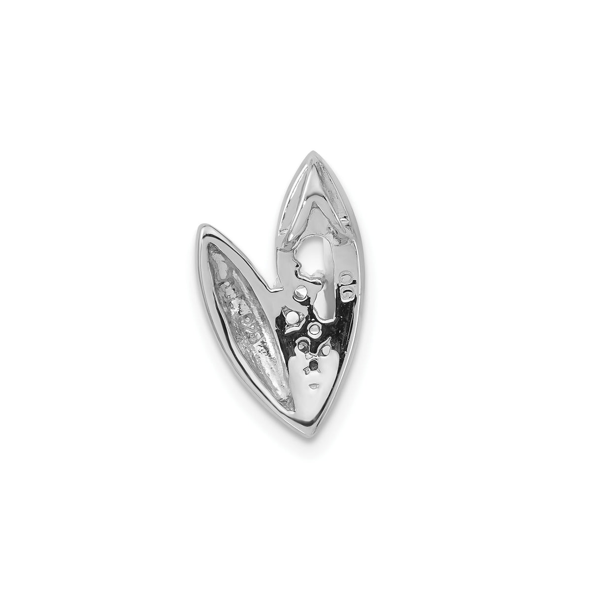 Sterling Silver Leaf Shape Pendant with Cubic Zirconia, Asymmetrical Nature-Inspired Design