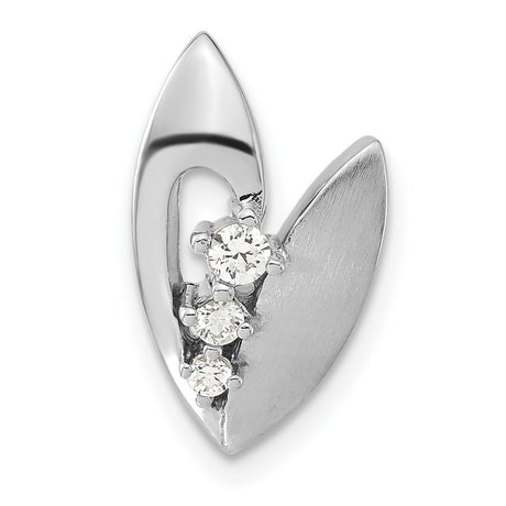 Sterling Silver Leaf Shape Pendant with Cubic Zirconia, Asymmetrical Nature-Inspired Design
