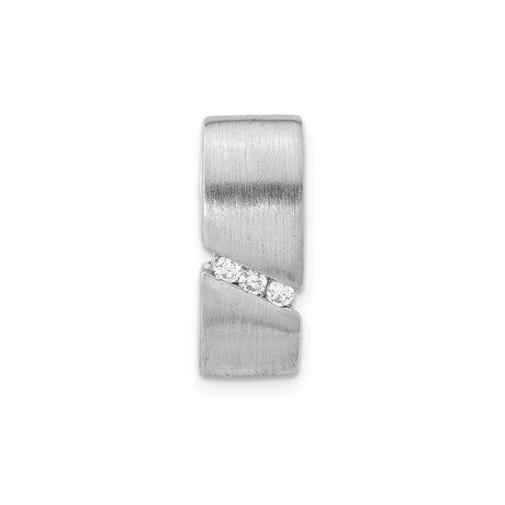 Sterling Silver Mens Pendant with Cubic Zirconia, Brushed Finish, Geometric Minimalist Design