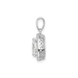 Sterling Silver Teardrop Pendant with Cubic Zirconia Halo and Large Round Center Stone