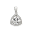 Sterling Silver Teardrop Pendant with Cubic Zirconia Halo and Large Round Center Stone