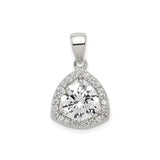 Sterling Silver Teardrop Pendant with Cubic Zirconia Halo and Large Round Center Stone