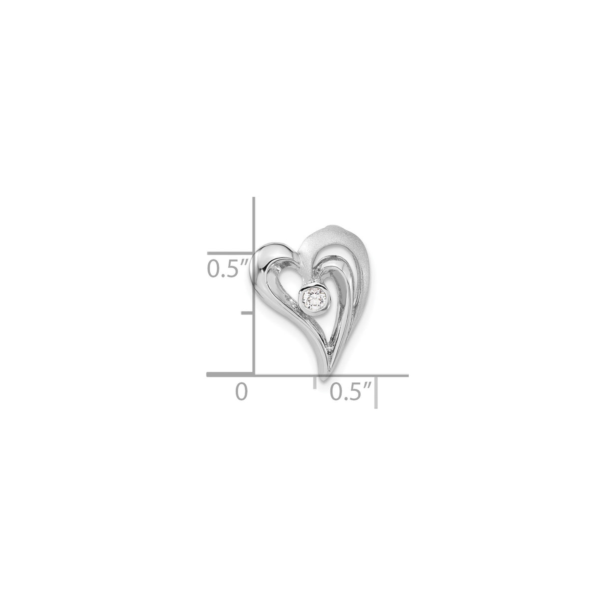 Sterling Silver Heart Pendant with Cubic Zirconia, Double Open Heart Design for Women