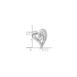 Sterling Silver Heart Pendant with Cubic Zirconia, Double Open Heart Design for Women