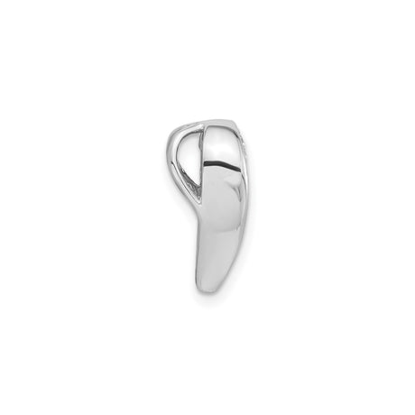 Sterling Silver Heart Pendant with Cubic Zirconia Accents and Curved Brushed Finish