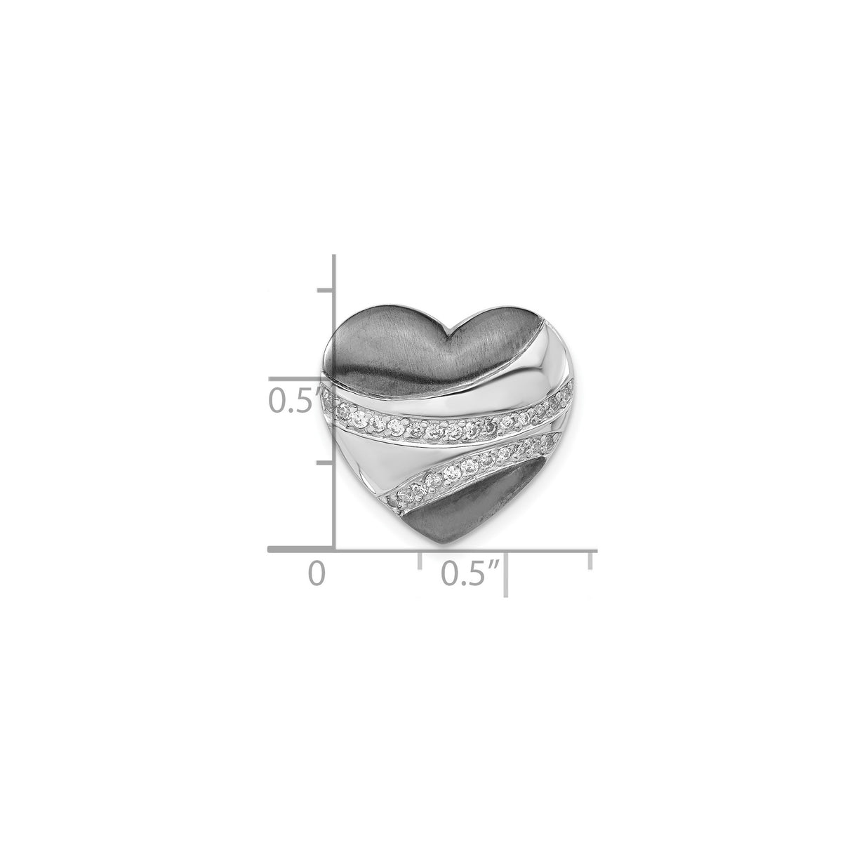 Sterling Silver Heart Pendant with Cubic Zirconia Accents, Romantic Dual-Tone Design for Women