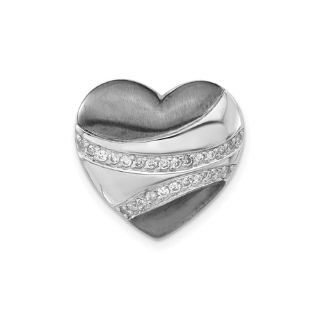 Sterling Silver Heart Pendant with Cubic Zirconia Accents, Romantic Dual-Tone Design for Women