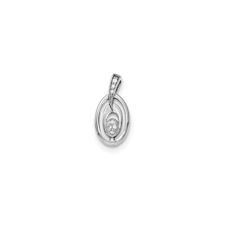 Sterling Silver Oval Pendant with Cubic Zirconia, Layered Abstract Open Loop Design