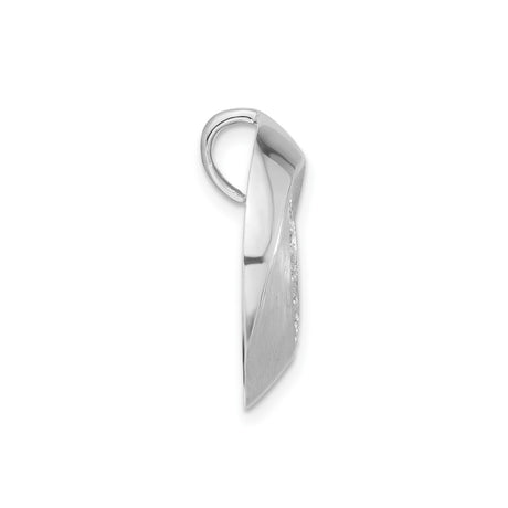 Sterling Silver Pendant with Cubic Zirconia, Swirl Wave Design, Modern Circle Charm for Women