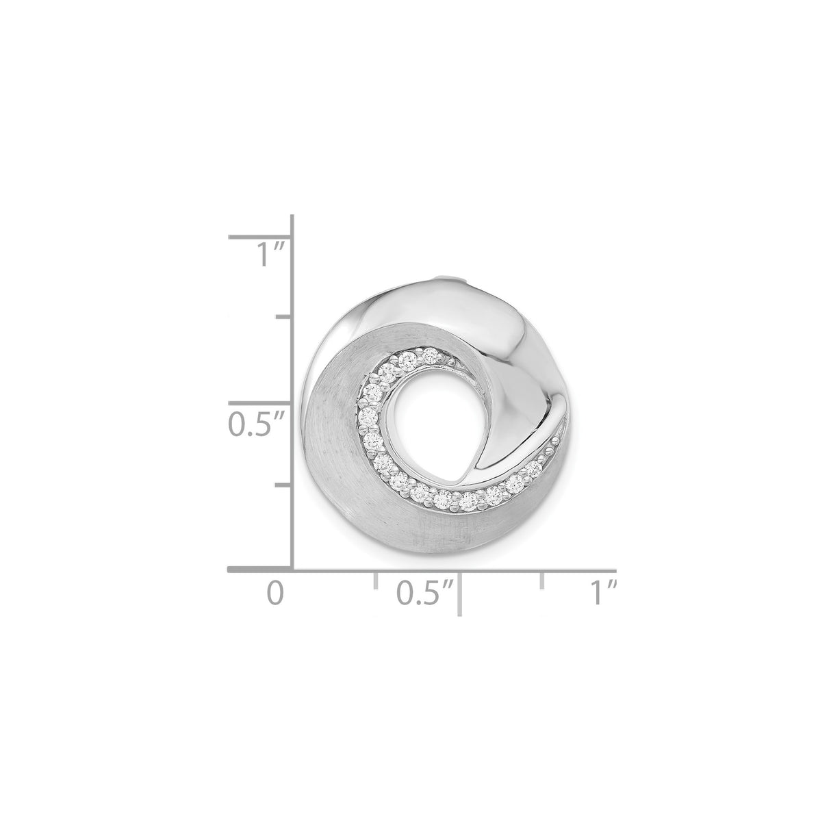 Sterling Silver Pendant with Cubic Zirconia, Swirl Wave Design, Modern Circle Charm for Women