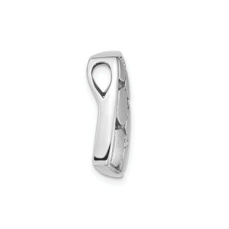 Sterling Silver Pendant with Cubic Zirconia, Abstract Pebble Design, Brushed Finish, Modern Style