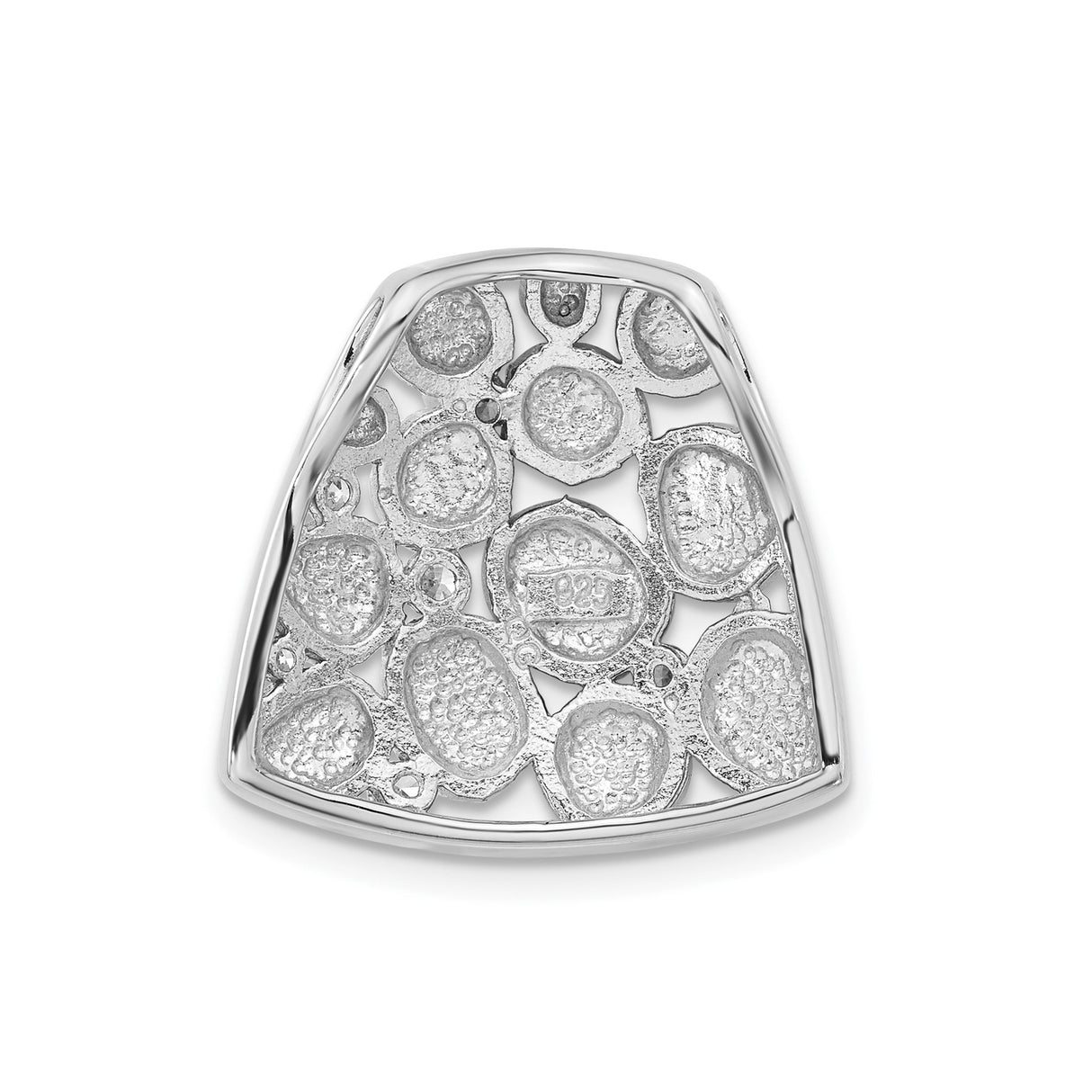 Sterling Silver Pendant with Cubic Zirconia, Abstract Pebble Design, Brushed Finish, Modern Style