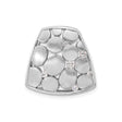 Sterling Silver Pendant with Cubic Zirconia, Abstract Pebble Design, Brushed Finish, Modern Style