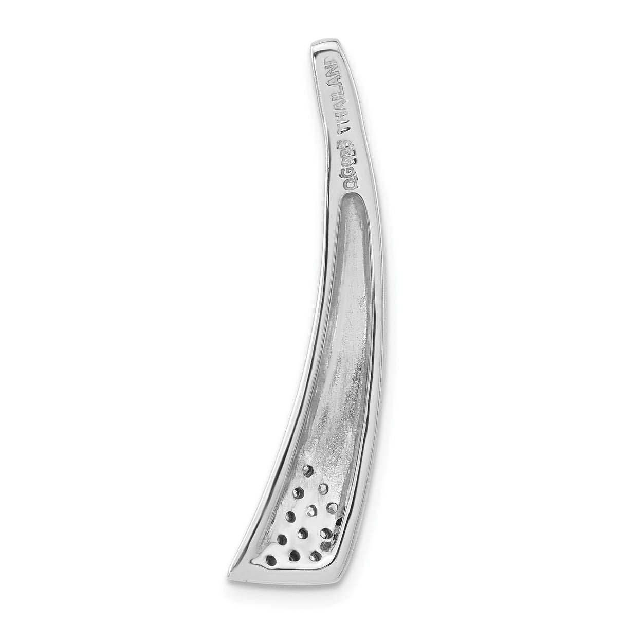 Sterling Silver Pendant with Cubic Zirconia, Sleek Curved Minimalist Design for Women