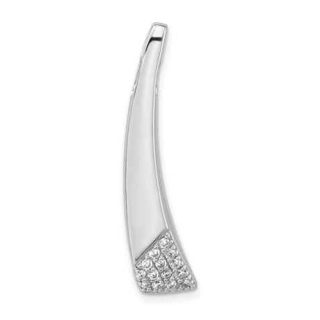 Sterling Silver Pendant with Cubic Zirconia, Sleek Curved Minimalist Design for Women