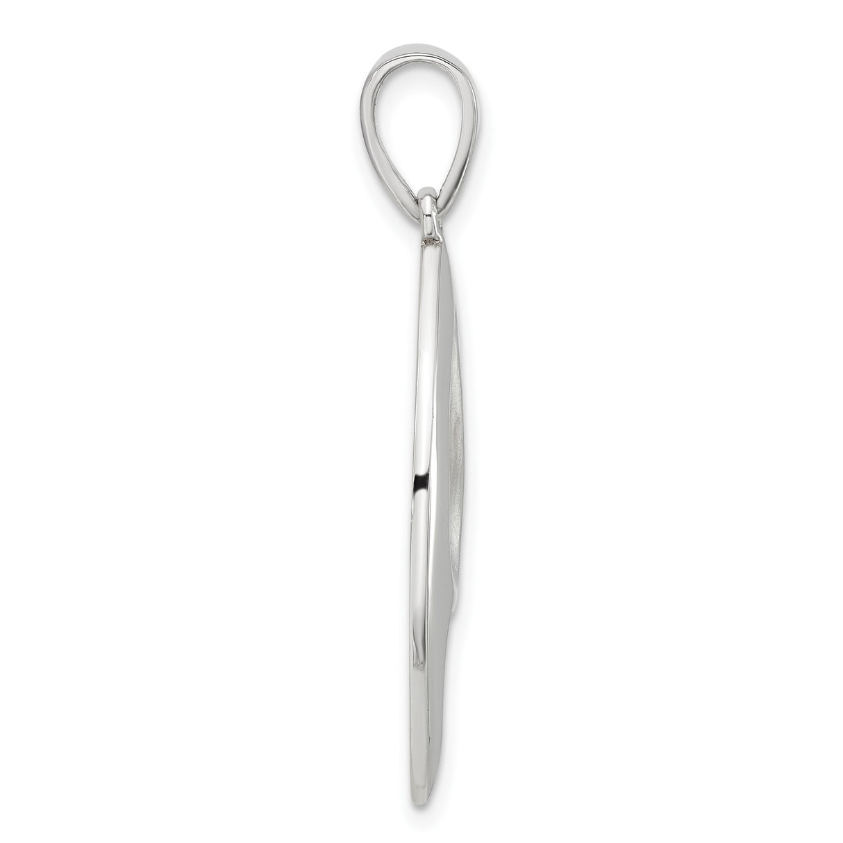 Sterling Silver Marquise Pendant, Brushed and Polished Abstract Fluid Design for Women