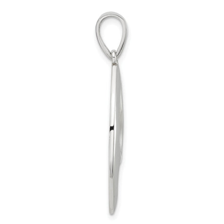 Sterling Silver Marquise Pendant, Brushed and Polished Abstract Fluid Design for Women