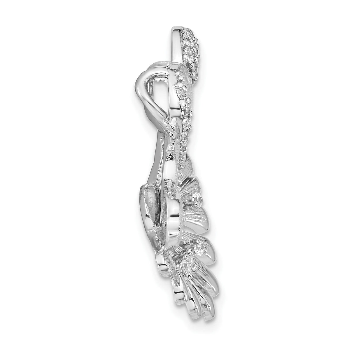 Sterling Silver Butterfly and Flower Pendant with Cubic Zirconia Accents for Women