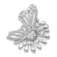 Sterling Silver Butterfly and Flower Pendant with Cubic Zirconia Accents for Women