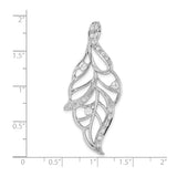 Sterling Silver Leaf Pendant with Cubic Zirconia, Nature-Inspired Openwork Design for Women