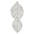 Double Leaf Textured Chain Slide Charm Pendant in Real 925 Sterling Silver