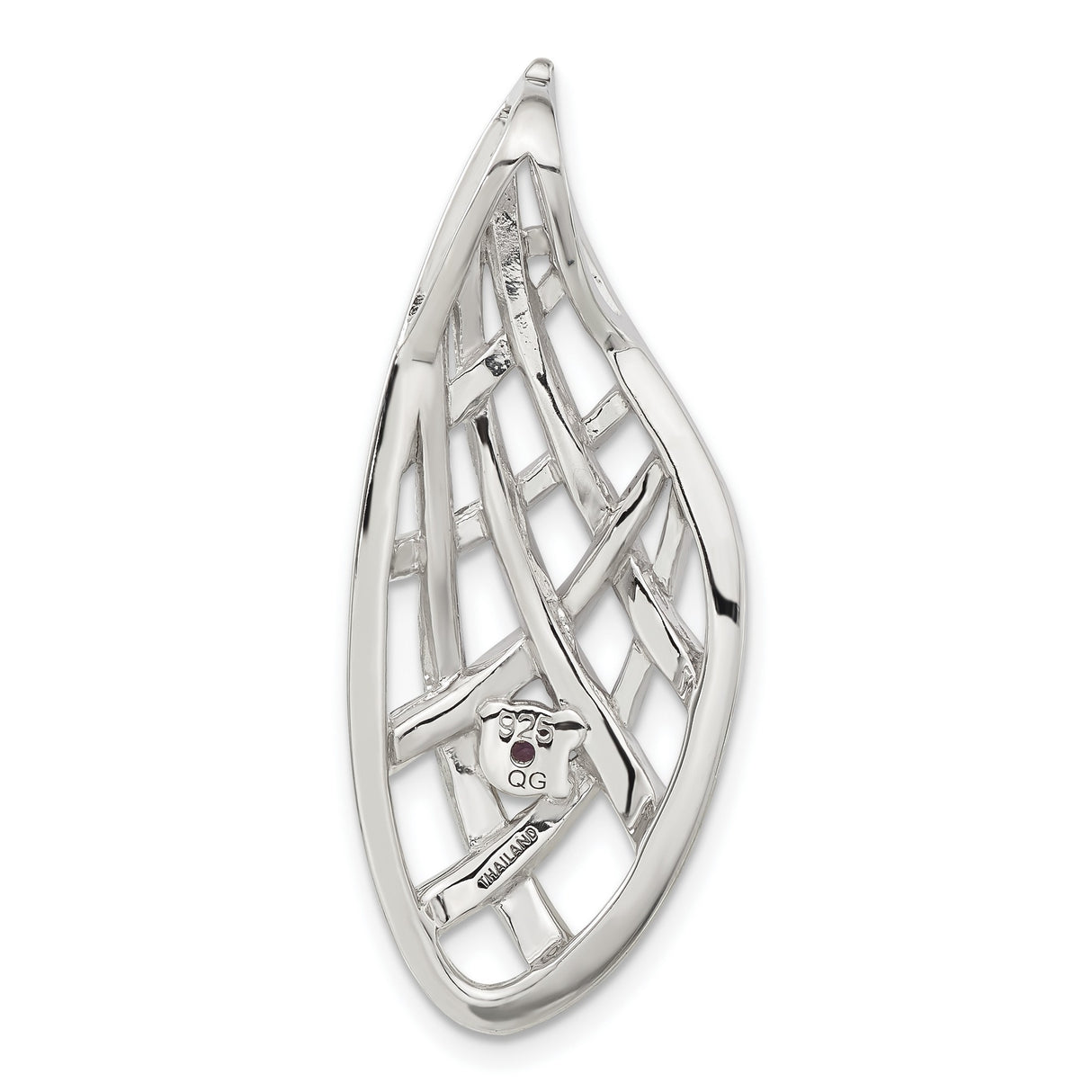 Gold Plated 9k Gold Accent AM Teardrop Criss Cross Slide Charm Pendant in Real 925 Sterling SIlver
