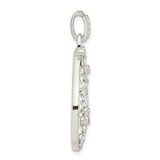 Sterling Silver Teardrop Pendant with Cubic Zirconia and Floral Crystal Accents for Women