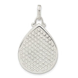 Sterling Silver Teardrop Pendant with Cubic Zirconia and Floral Crystal Accents for Women