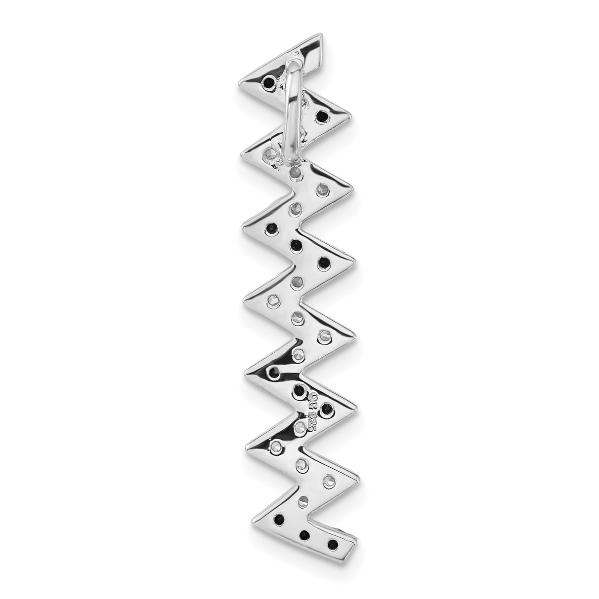 Sterling Silver Zigzag Earrings with Black and White Cubic Zirconia, Geometric Climbers Style