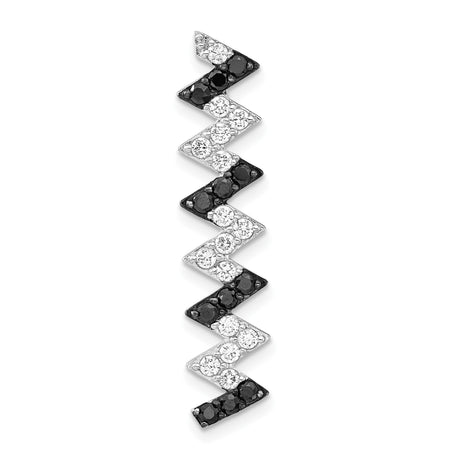 Sterling Silver Zigzag Earrings with Black and White Cubic Zirconia, Geometric Climbers Style