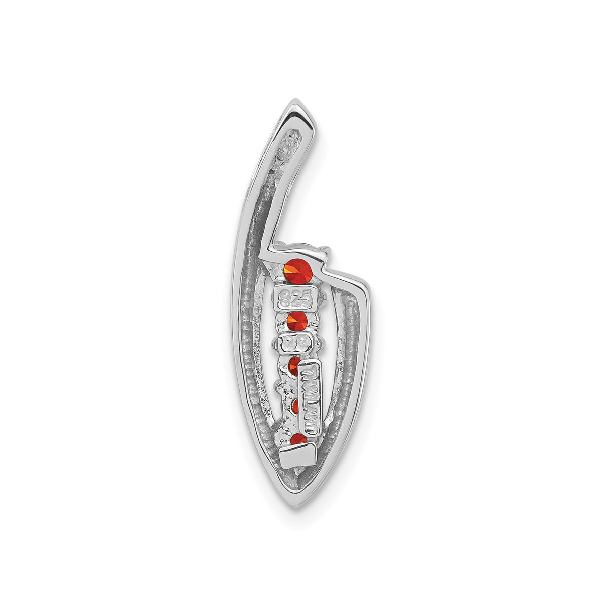 Sterling Silver Pendant with Five Round Cubic Zirconia in Vertical Abstract Design