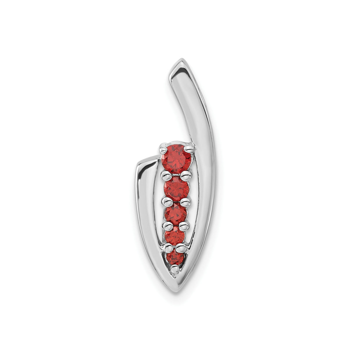 Sterling Silver Pendant with Five Round Cubic Zirconia in Vertical Abstract Design