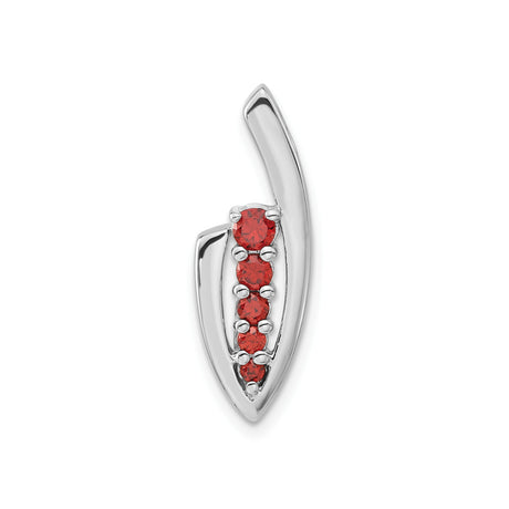 Sterling Silver Pendant with Five Round Cubic Zirconia in Vertical Abstract Design