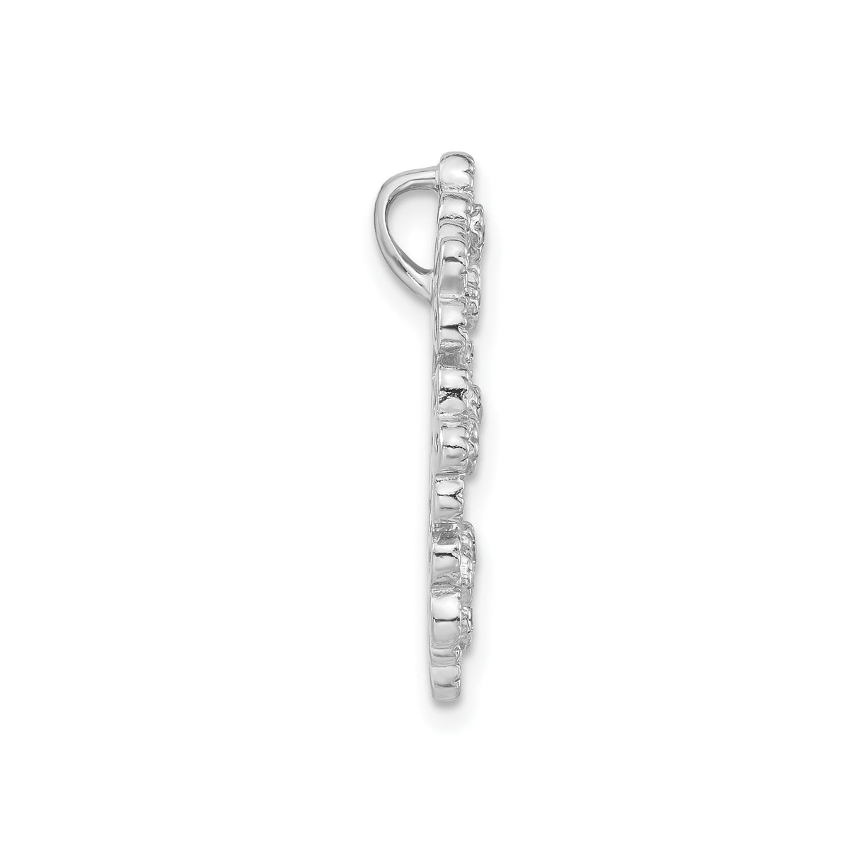 Sterling Silver Floral Wreath Pendant with Cubic Zirconia, Openwork Flower Design