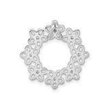 Sterling Silver Floral Wreath Pendant with Cubic Zirconia, Openwork Flower Design