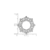 Sterling Silver Floral Wreath Pendant with Cubic Zirconia, Openwork Flower Design
