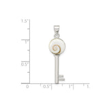 Sterling Silver Key Shaped Shiva Eye Pendant, Boho Spiral Shell Symbol Jewelry for Women