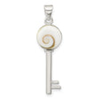 Sterling Silver Key Shaped Shiva Eye Pendant, Boho Spiral Shell Symbol Jewelry for Women