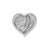 Sterling Silver Heart Pendant with Black and White Cubic Zirconia Accents, Modern Love Design