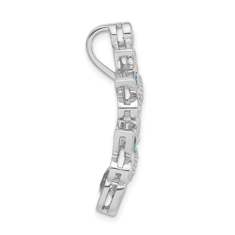 Sterling Silver Pendant with Cubic Zirconia in Floral Petal Leaf Design