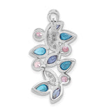 Sterling Silver Pendant with Cubic Zirconia in Floral Petal Leaf Design