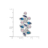 Sterling Silver Pendant with Cubic Zirconia in Floral Petal Leaf Design