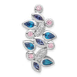 Sterling Silver Pendant with Cubic Zirconia in Floral Petal Leaf Design