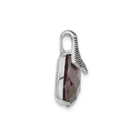 Sterling Silver Pendant with Cubic Zirconia and Marcasite, Vintage Boho Style for Women