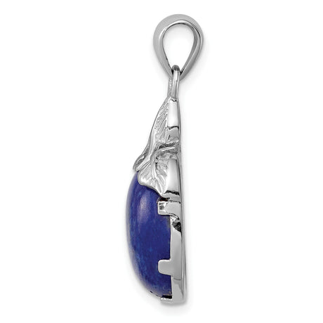 Sterling Silver Pendant with Lapis, Filigree Heart and Leaf Motif, Boho Nature-Inspired Design